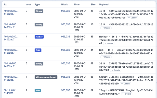 Bitcoin OP_RETURN explorer preview